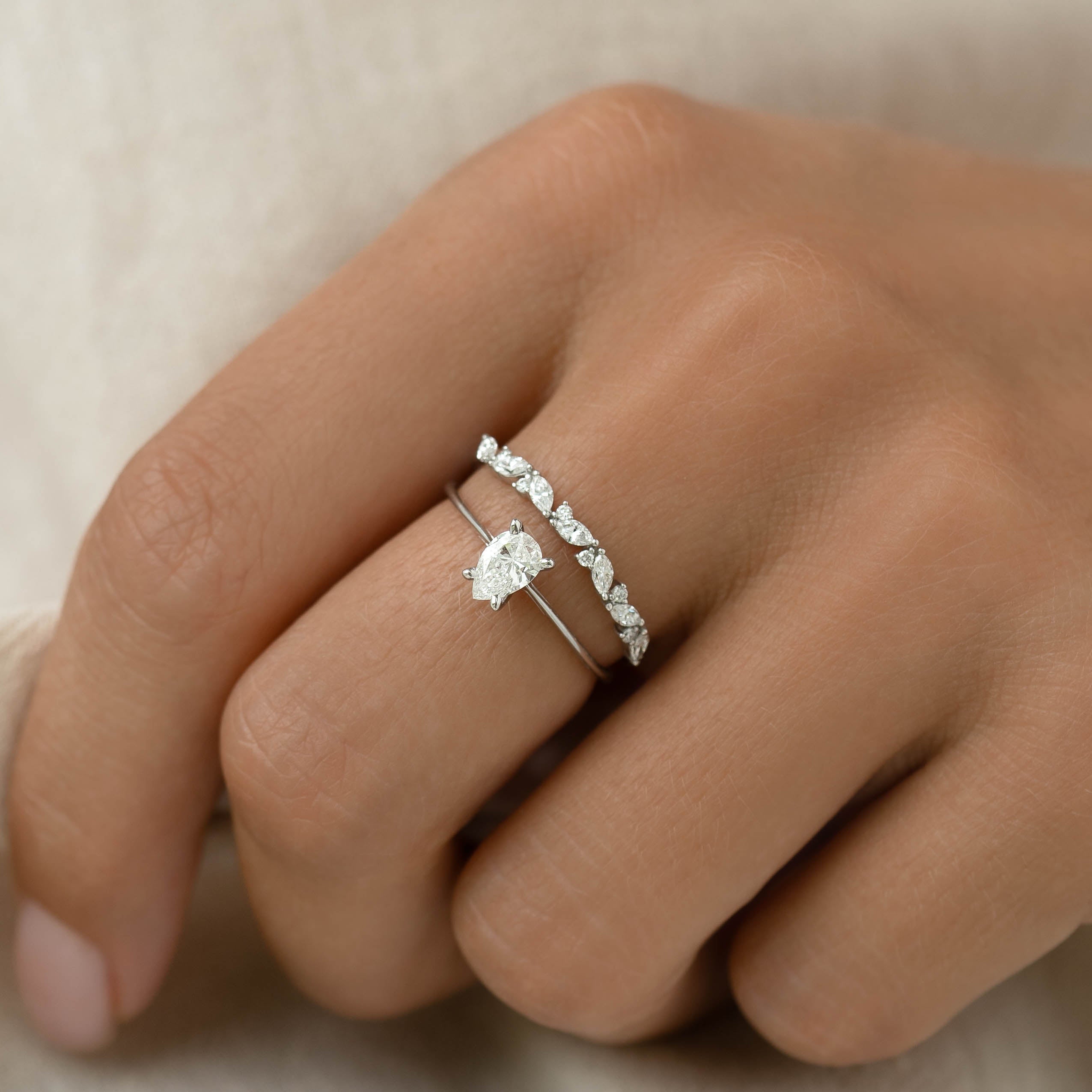 14K White Gold Pear-Cut Lab Grown Diamond Solitaire Ring