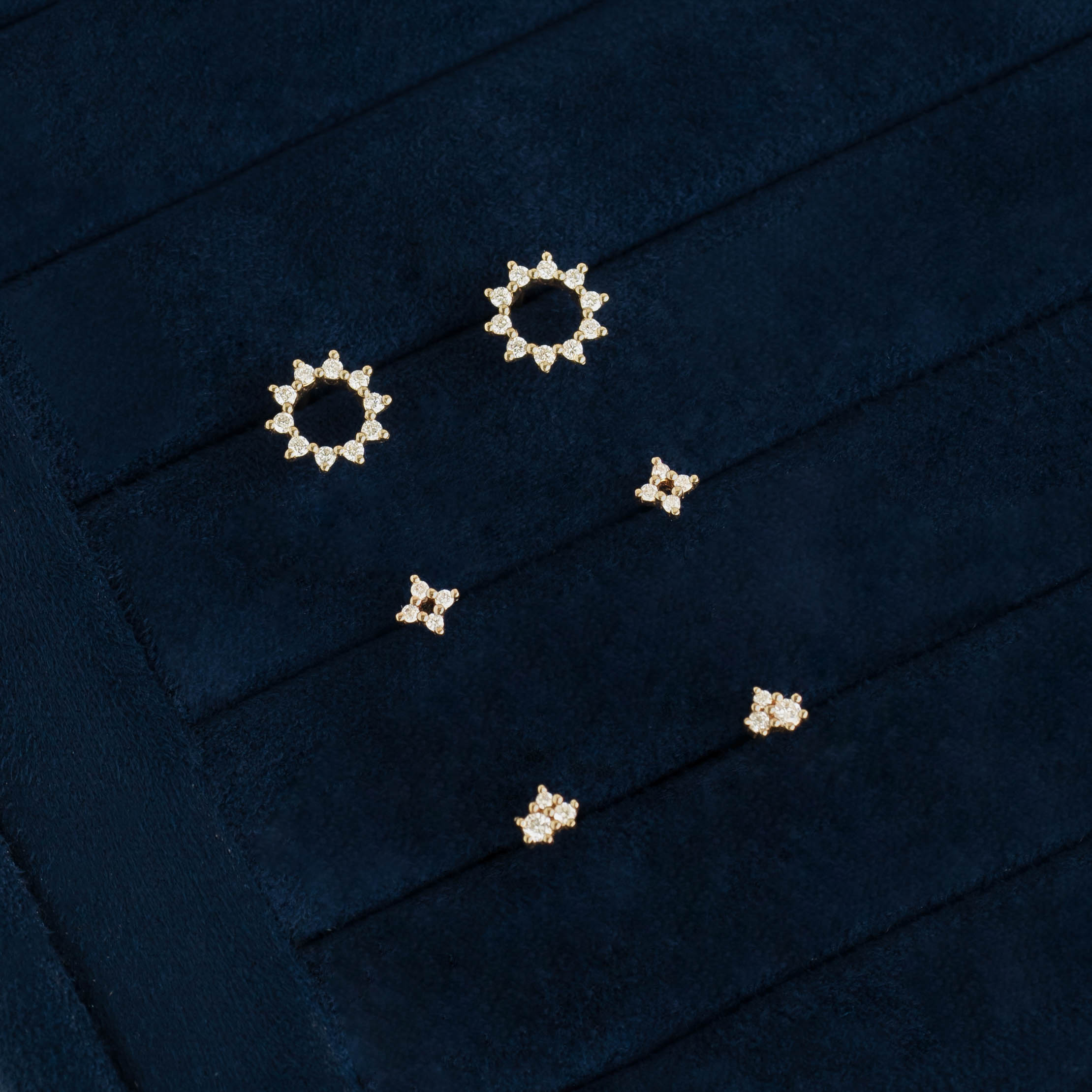 14K Gold Stardust Cluster Diamond Earrings