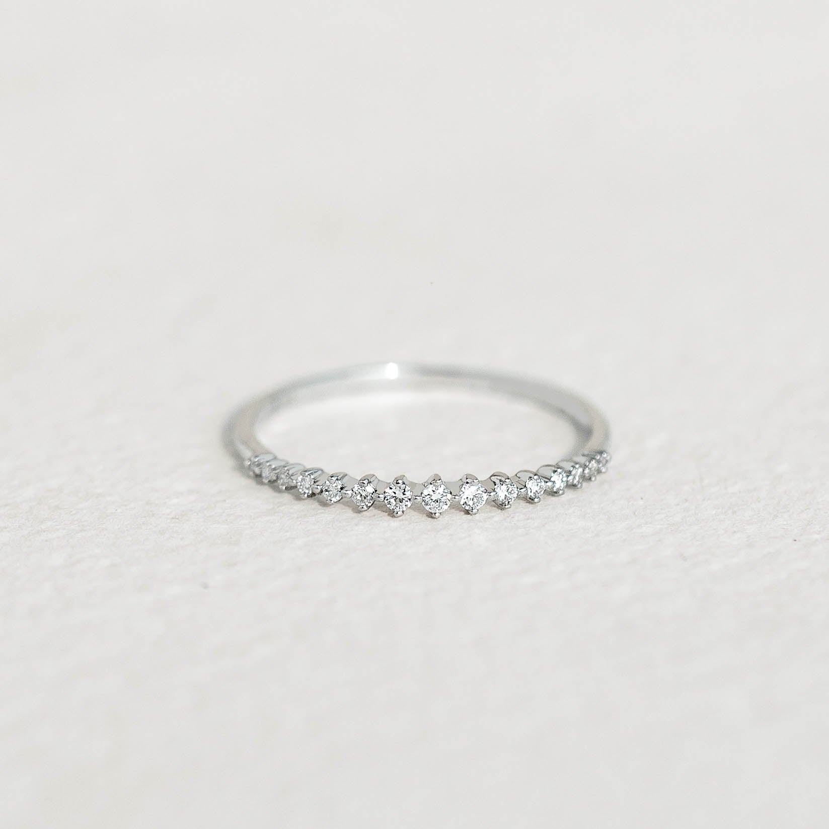 14K White Gold Graduated Diamond Band Ring