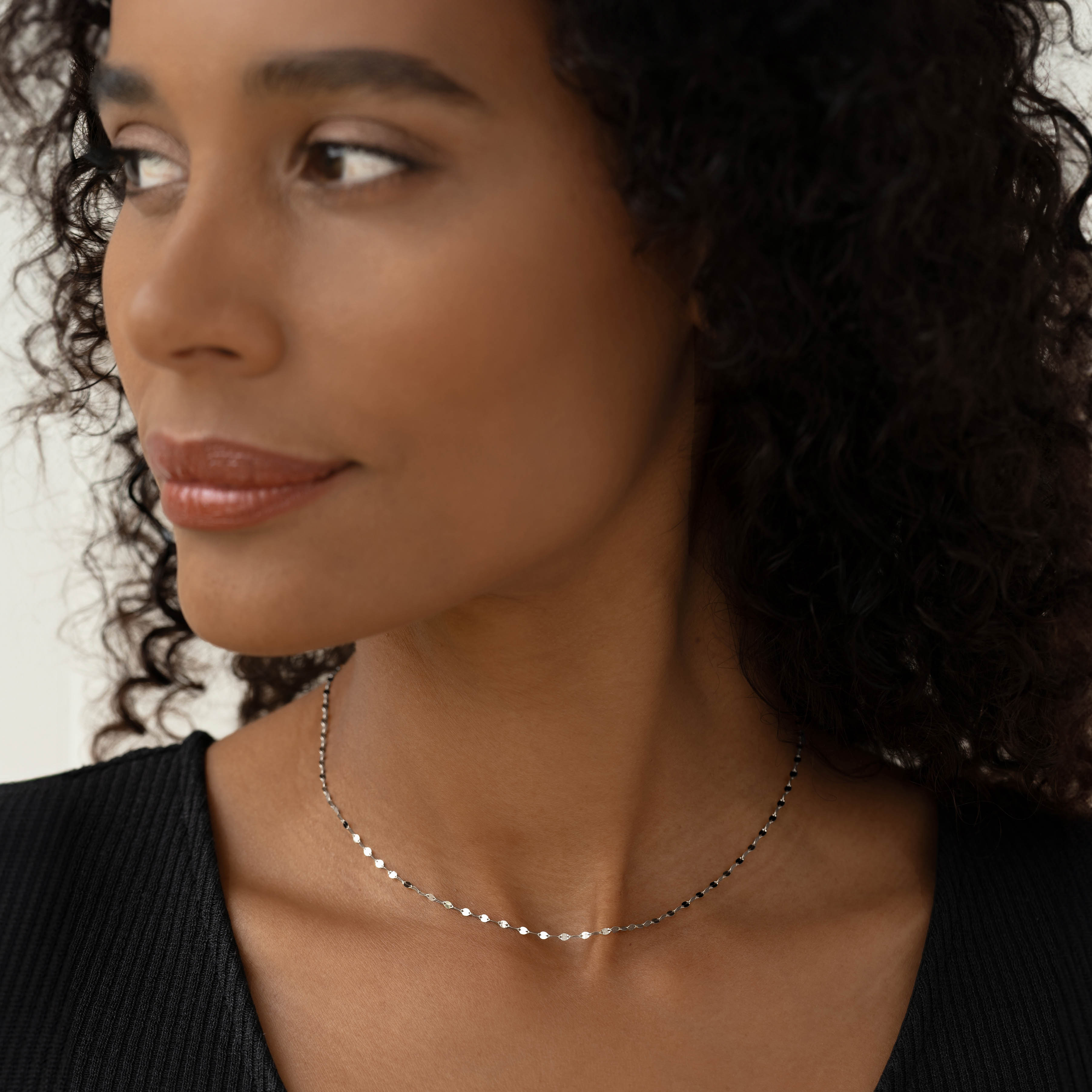14K White Gold Petal Link Chain Necklace