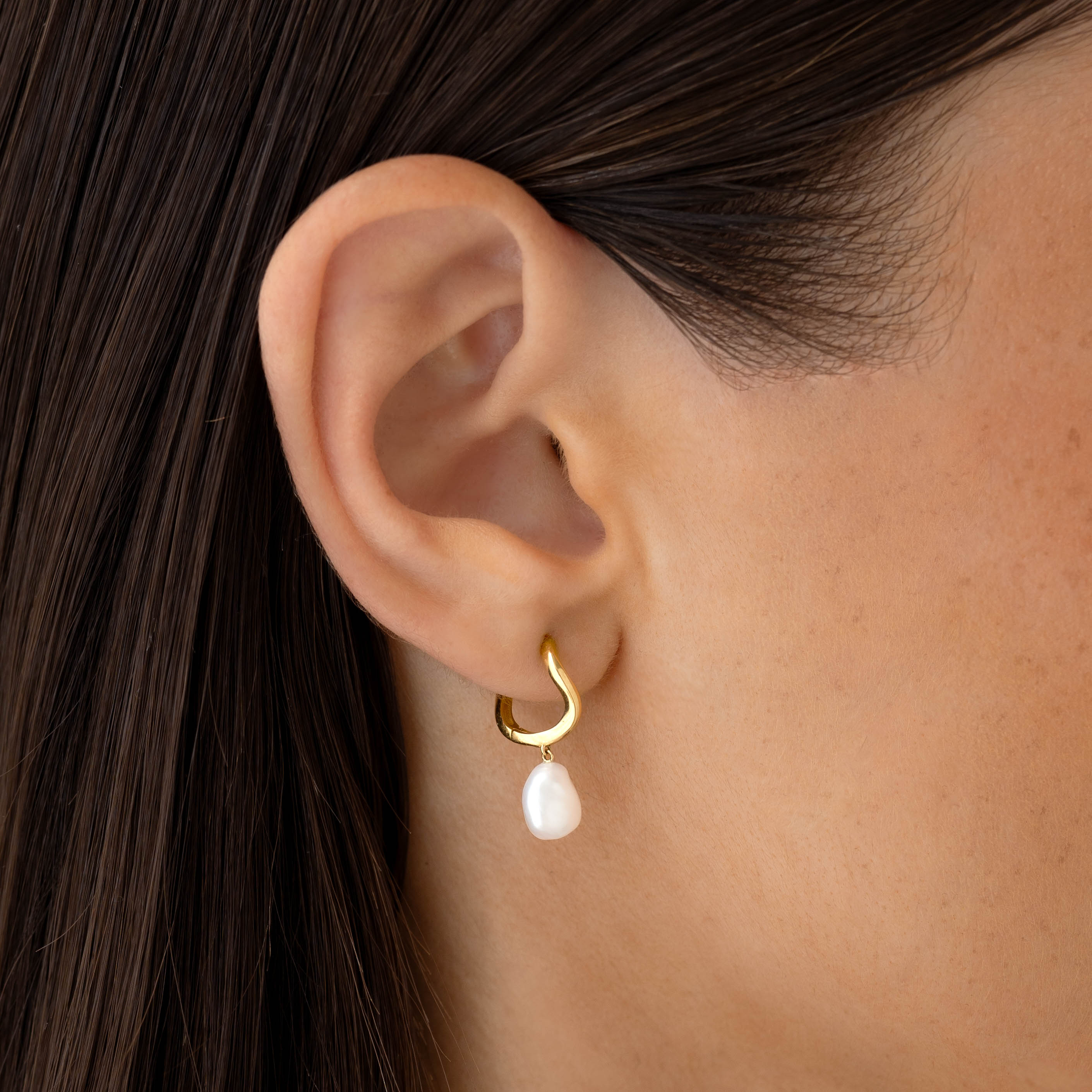 14K Gold Ocean's Whisper Wave Huggie Earrings