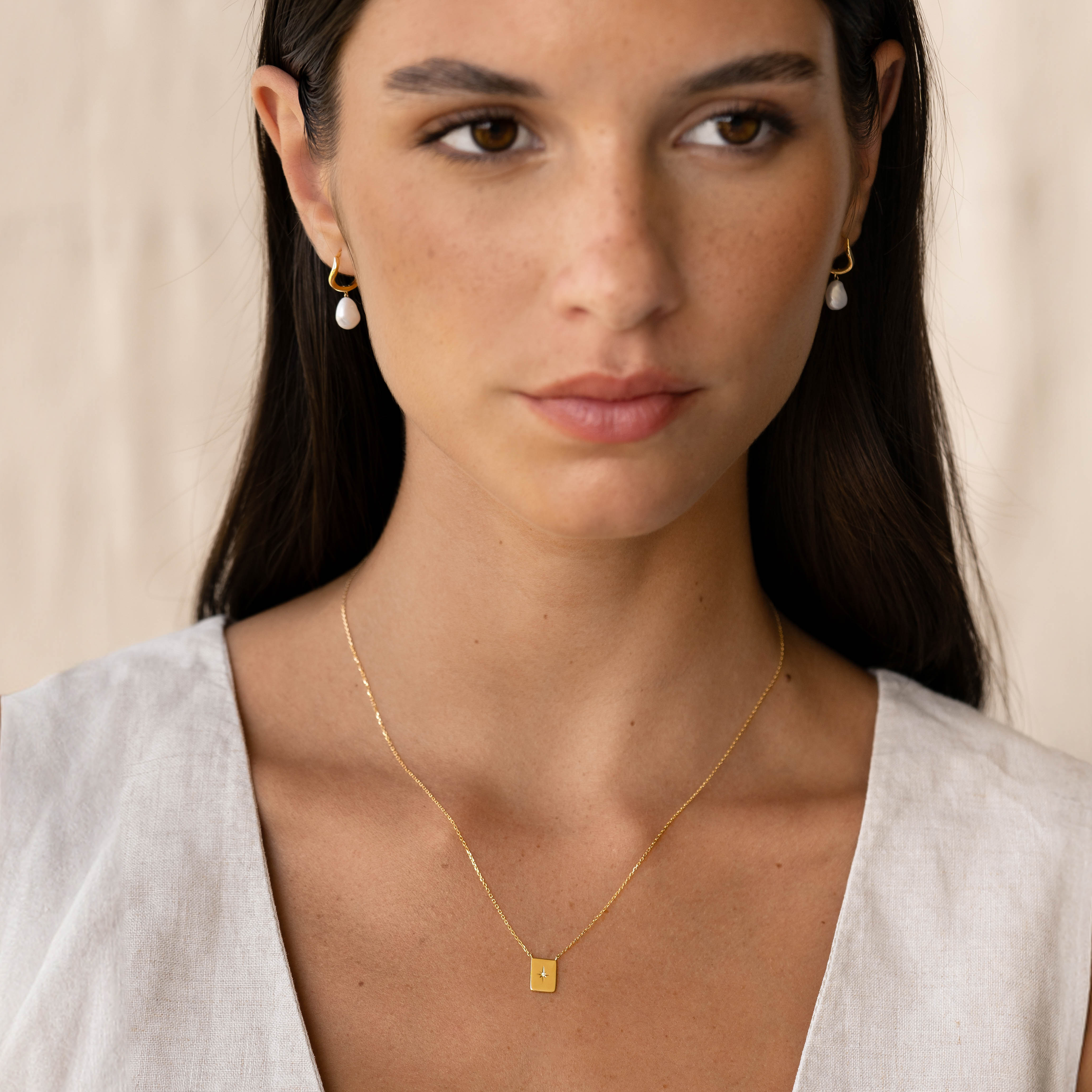14K Gold Star & Diamond Tag Pendant Necklace