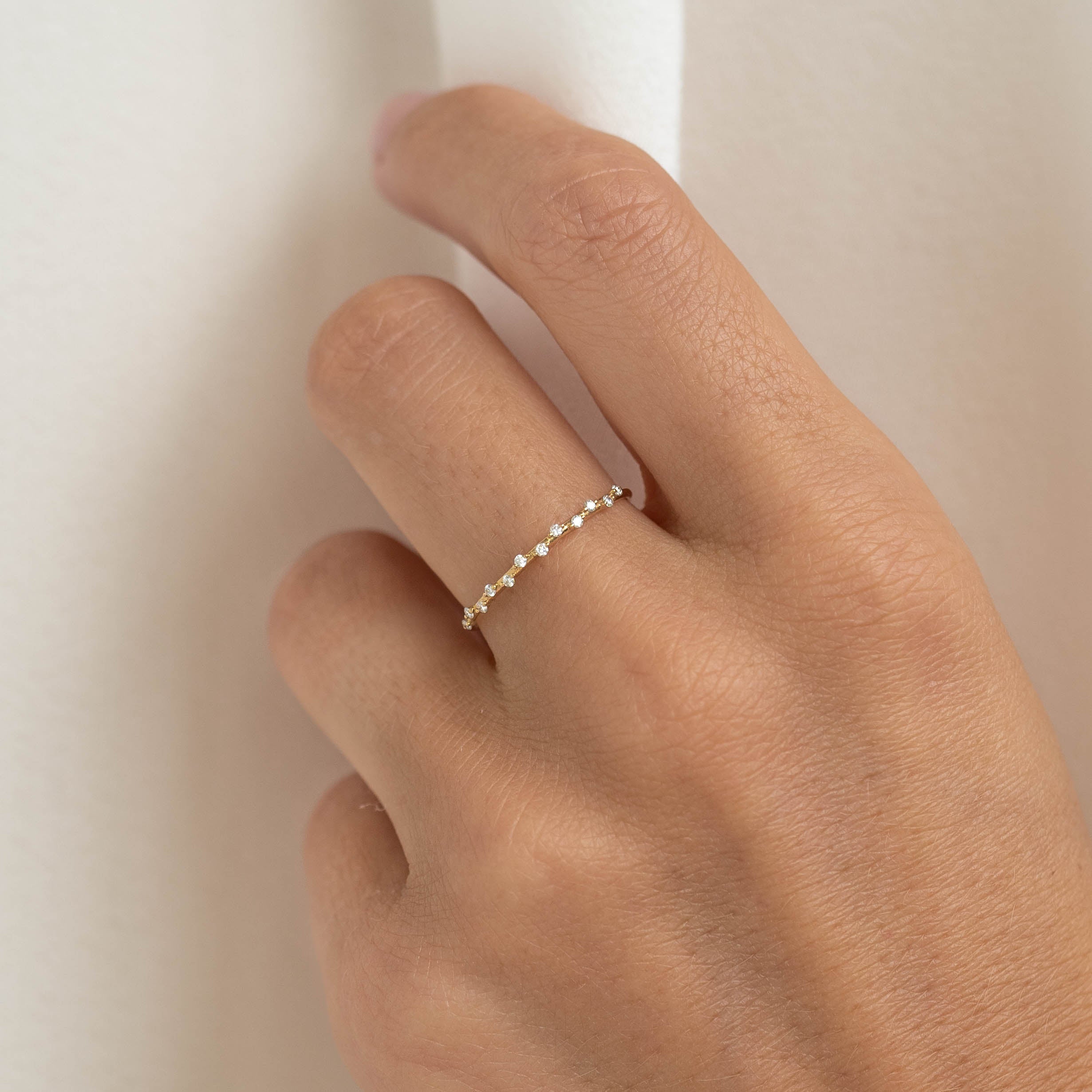 14K Gold Scattered Diamond Ring