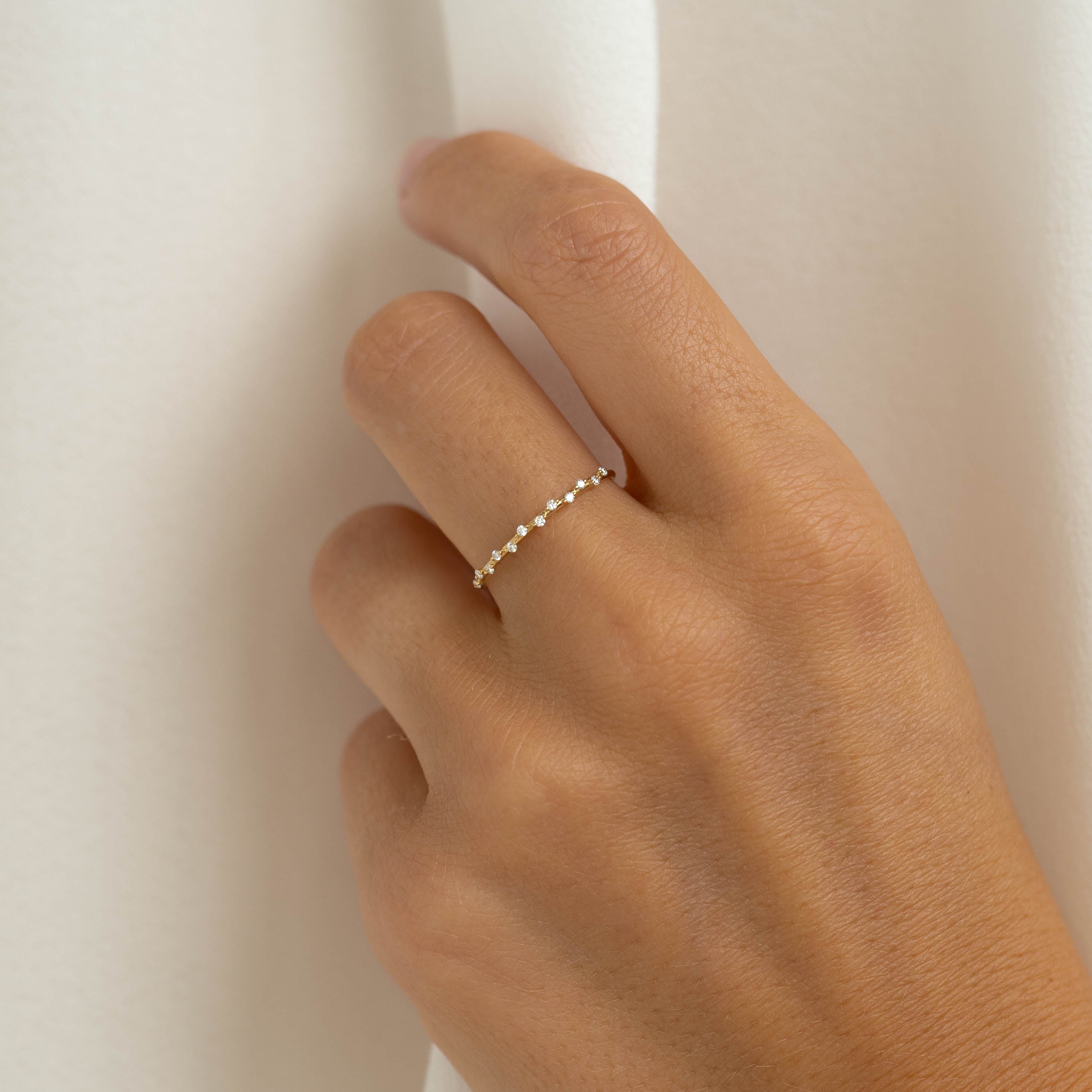 14K Gold Scattered Diamond Ring