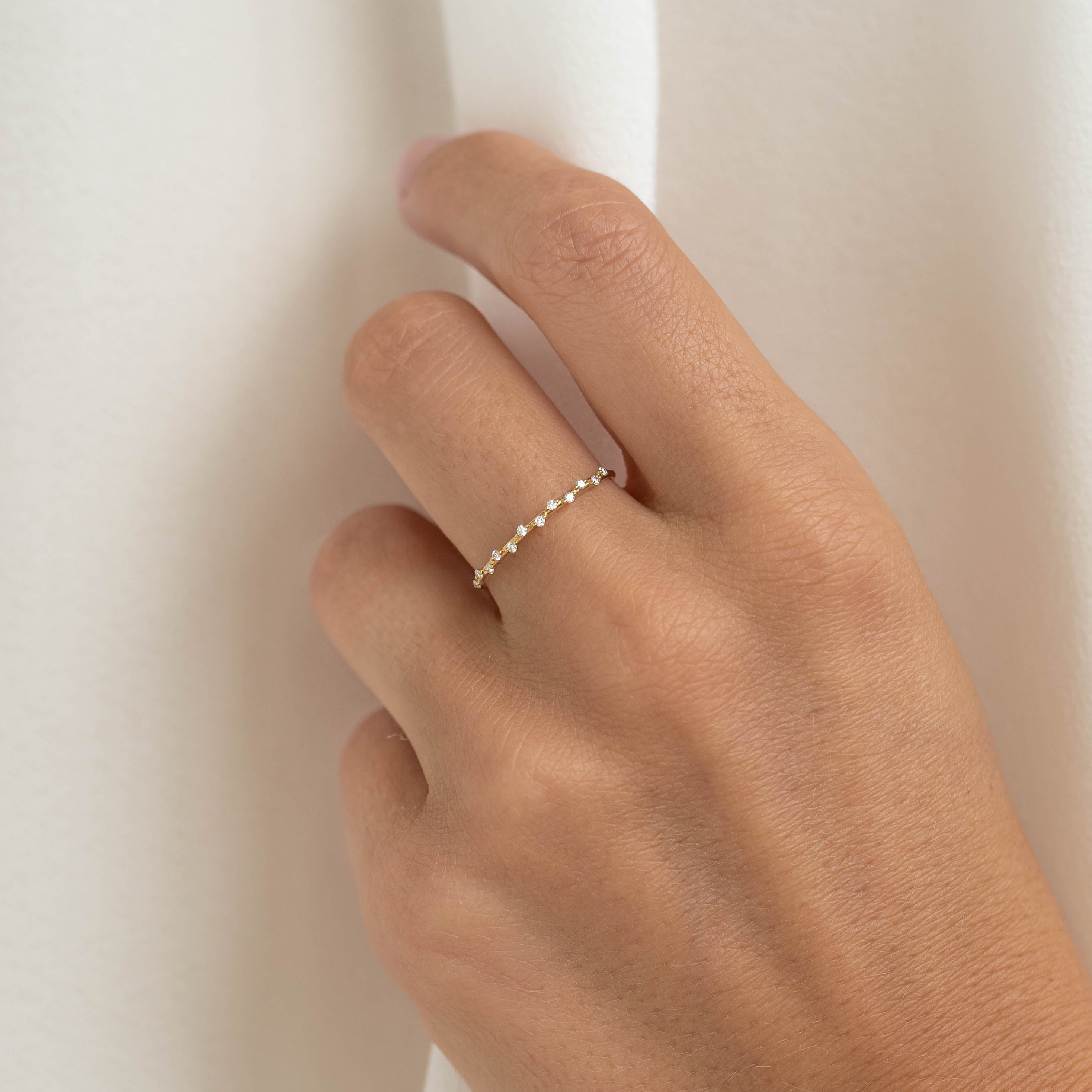 14K Gold Scattered Diamond Ring