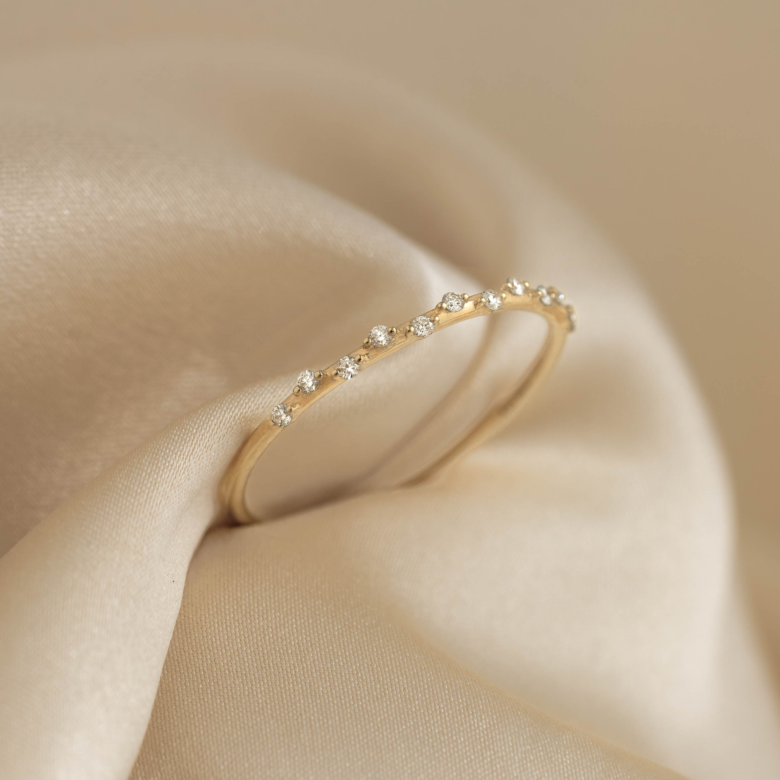 14K Gold Scattered Diamond Ring