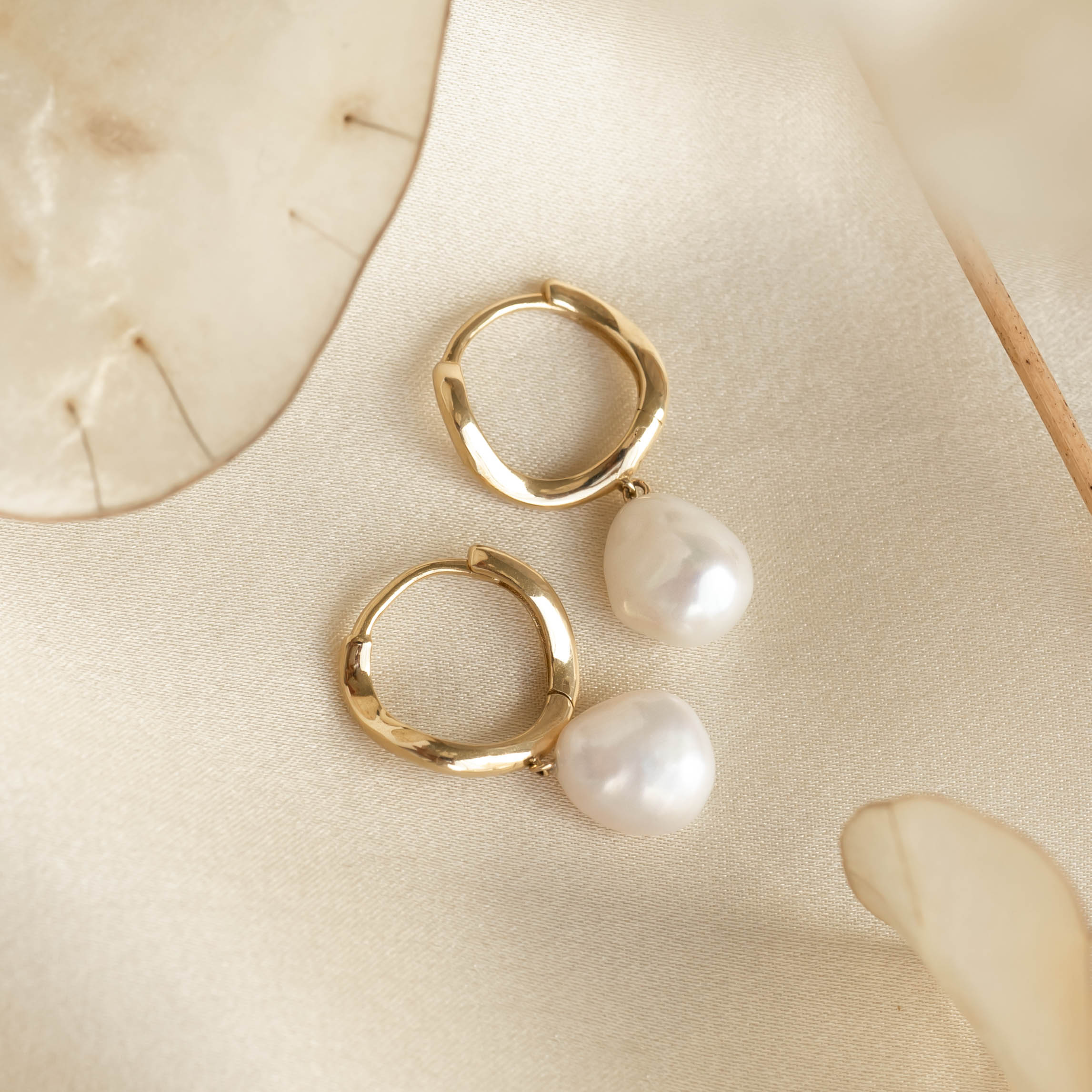 14K Gold Ocean's Whisper Wave Huggie Earrings