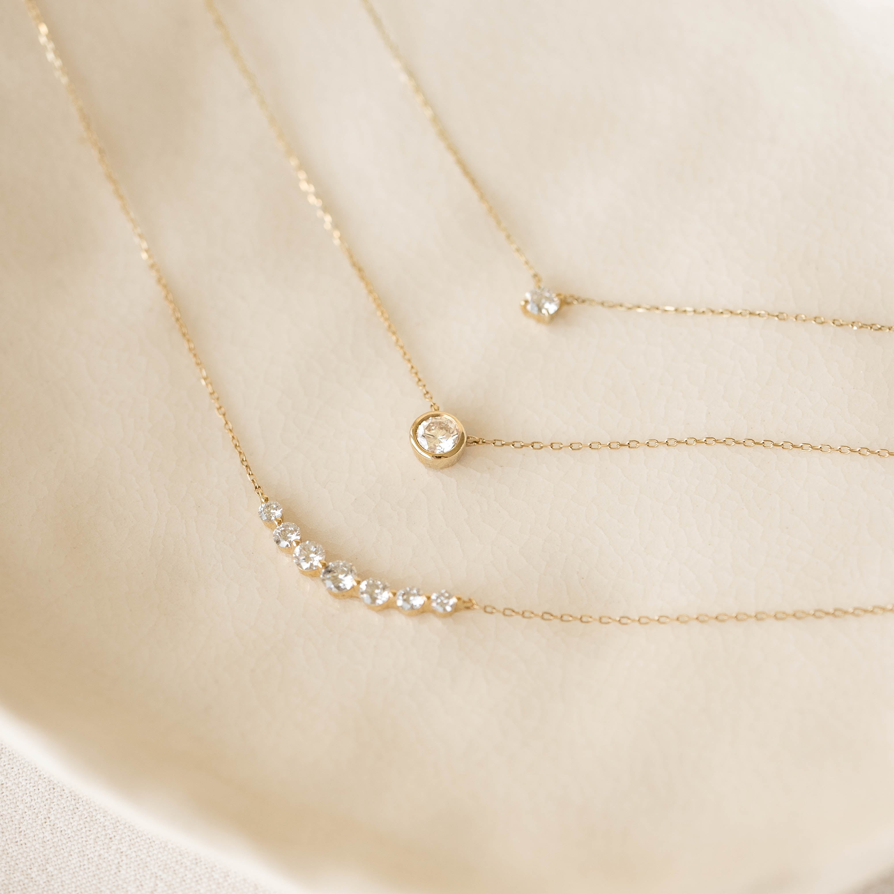 14K Gold Solitaire Diamond Necklace
