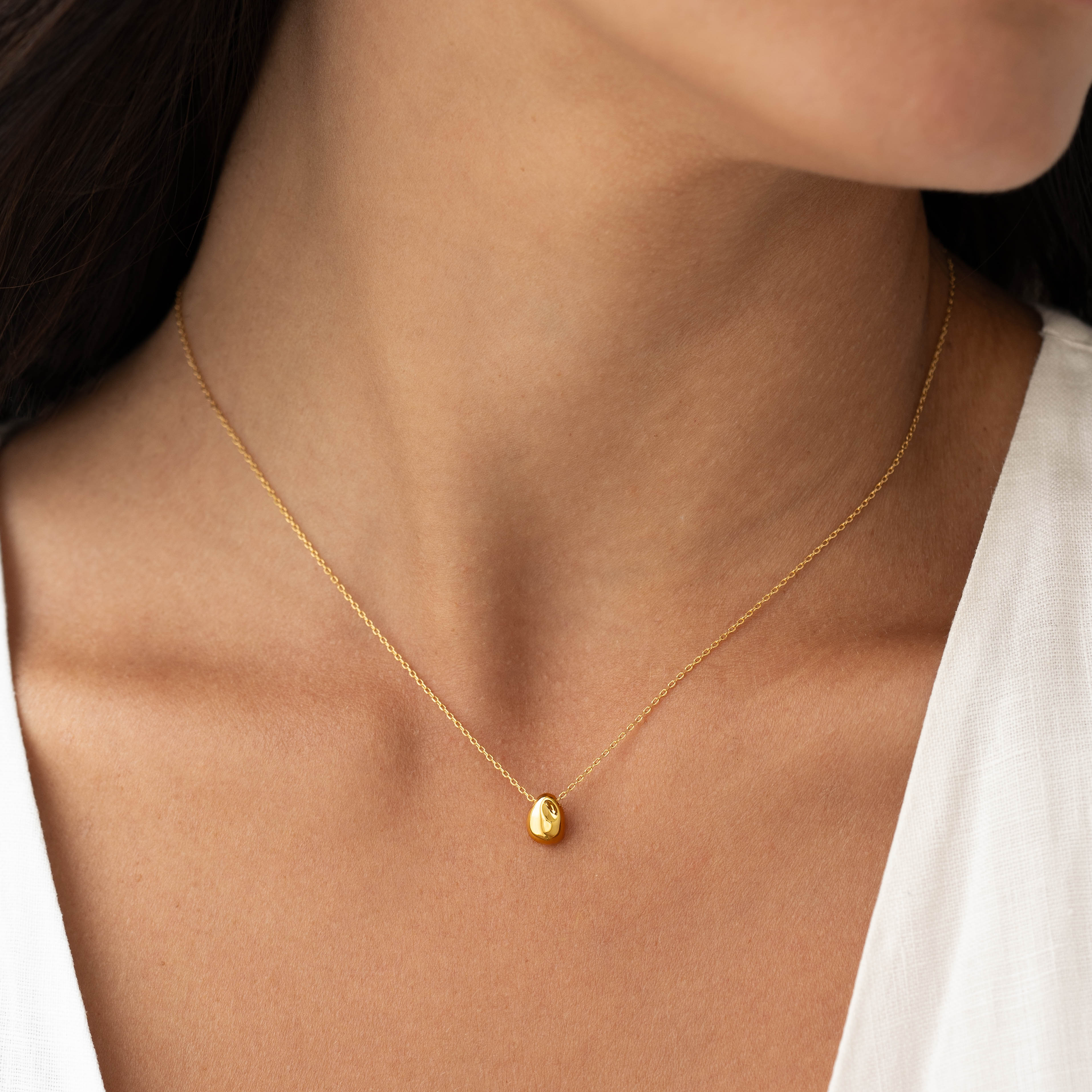 14K Gold Vermeil Sculptural Bean Pendant Necklace