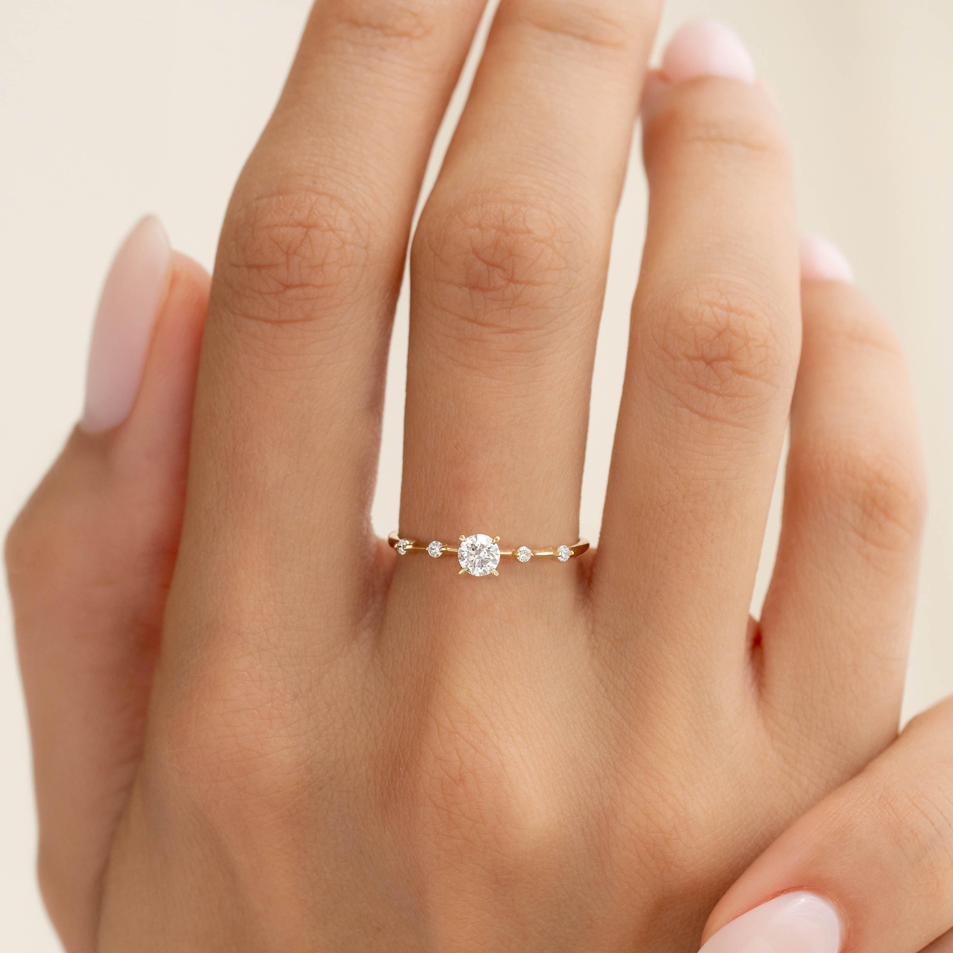 14K Gold Round Diamond Accent Band Ring