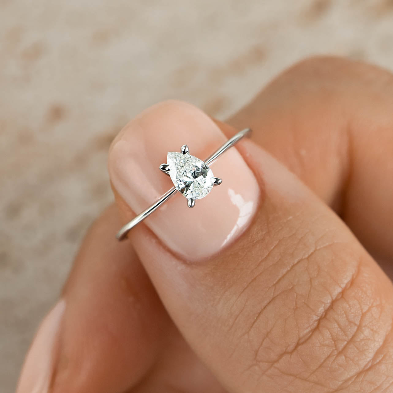 14K White Gold Pear-Cut Lab Grown Diamond Solitaire Ring