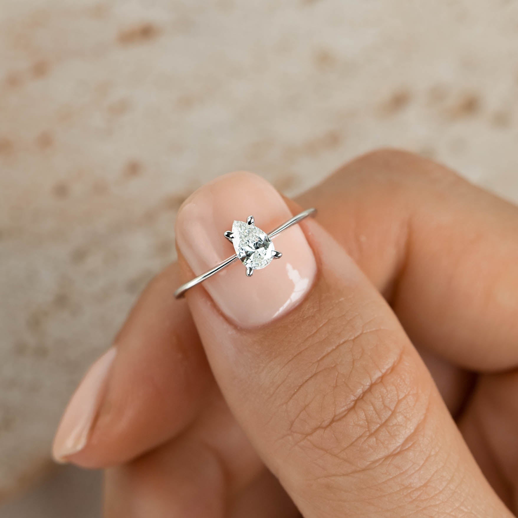 14K White Gold Pear-Cut Lab Grown Diamond Solitaire Ring