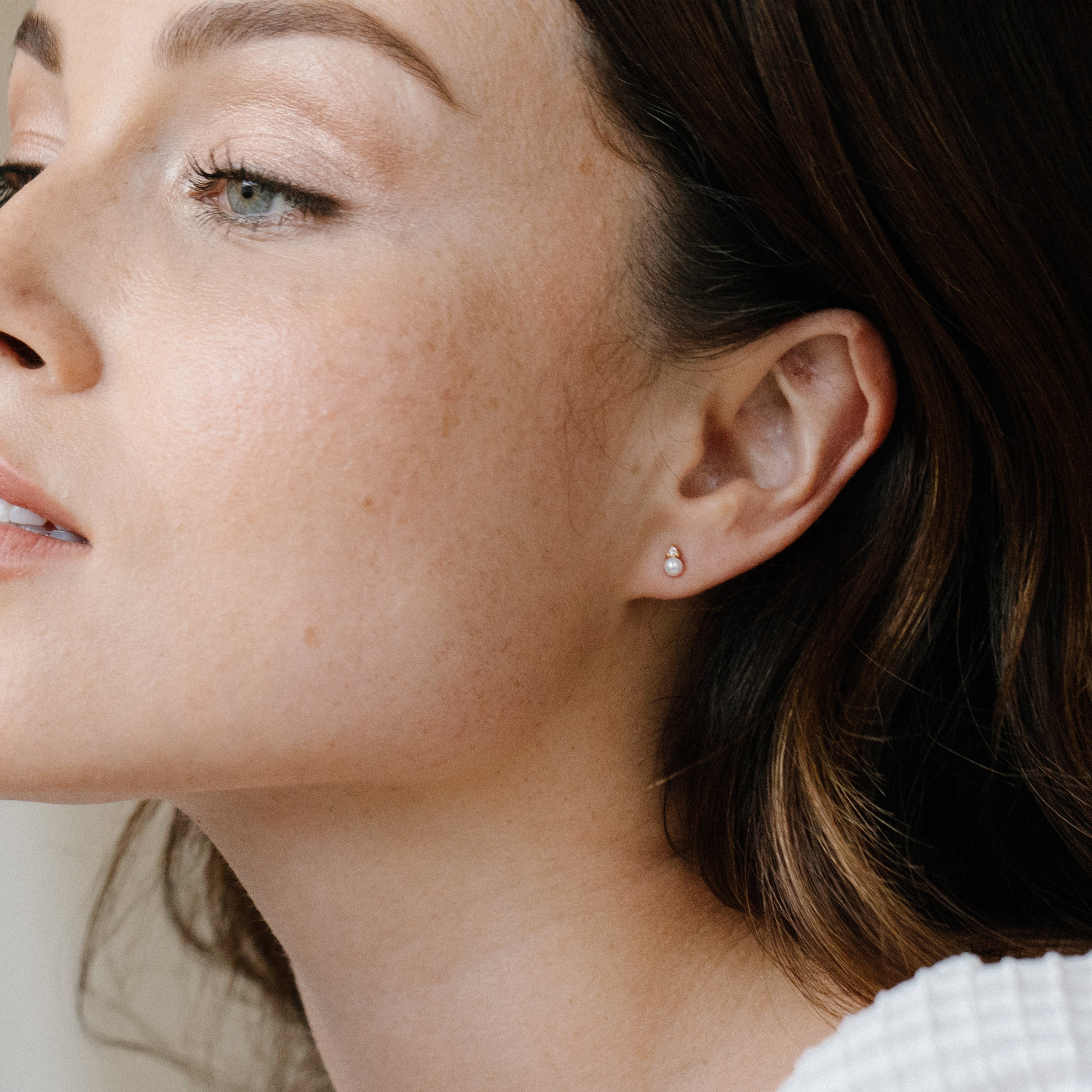 14K Gold Aurelle Diamond Pearl Earrings