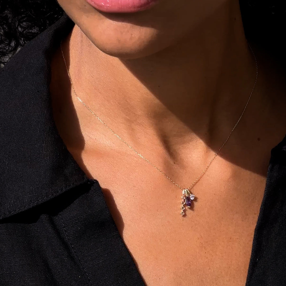 14K Gold Diamond Drop Bar Pendant