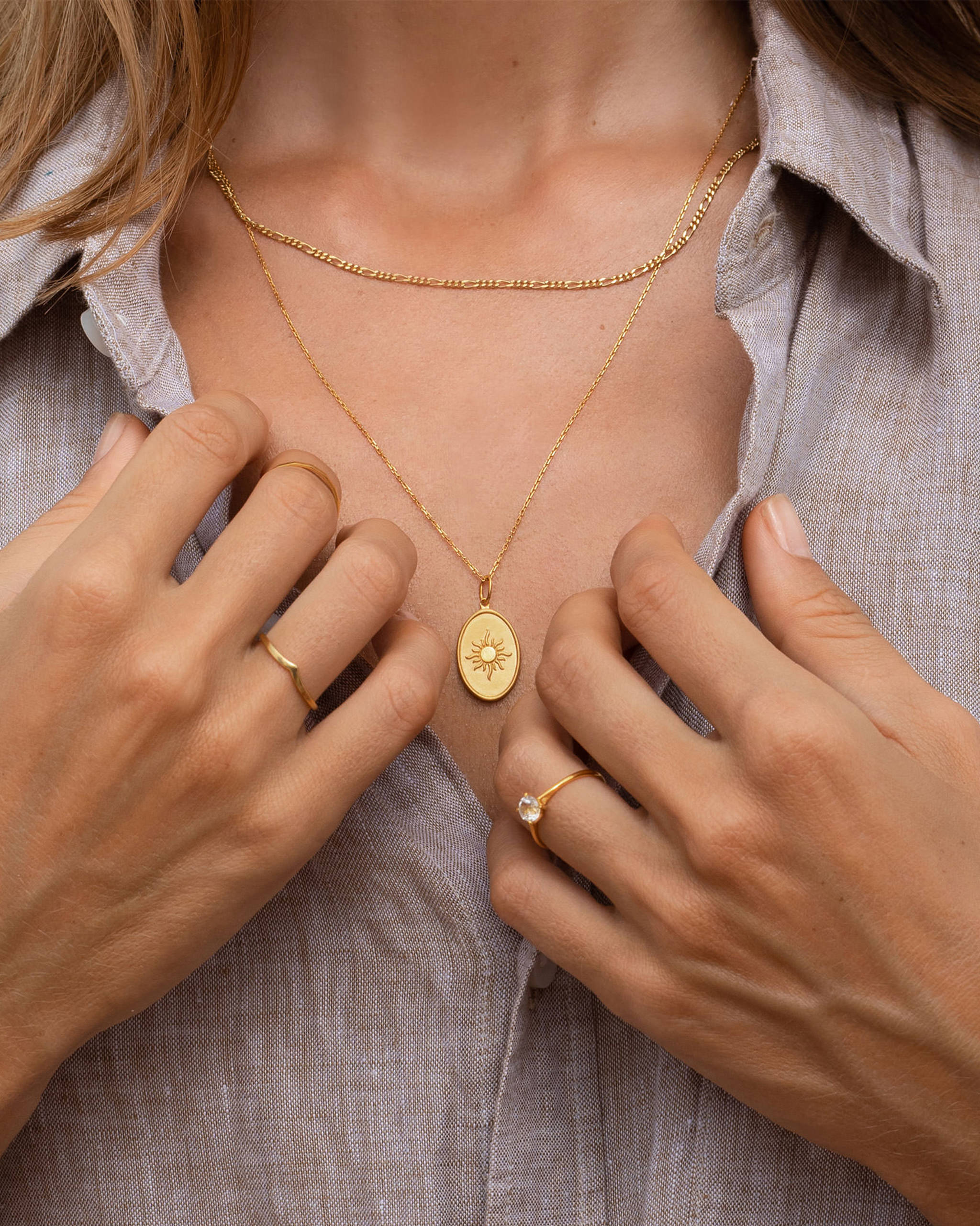 14K Gold Sun Medallion Necklace