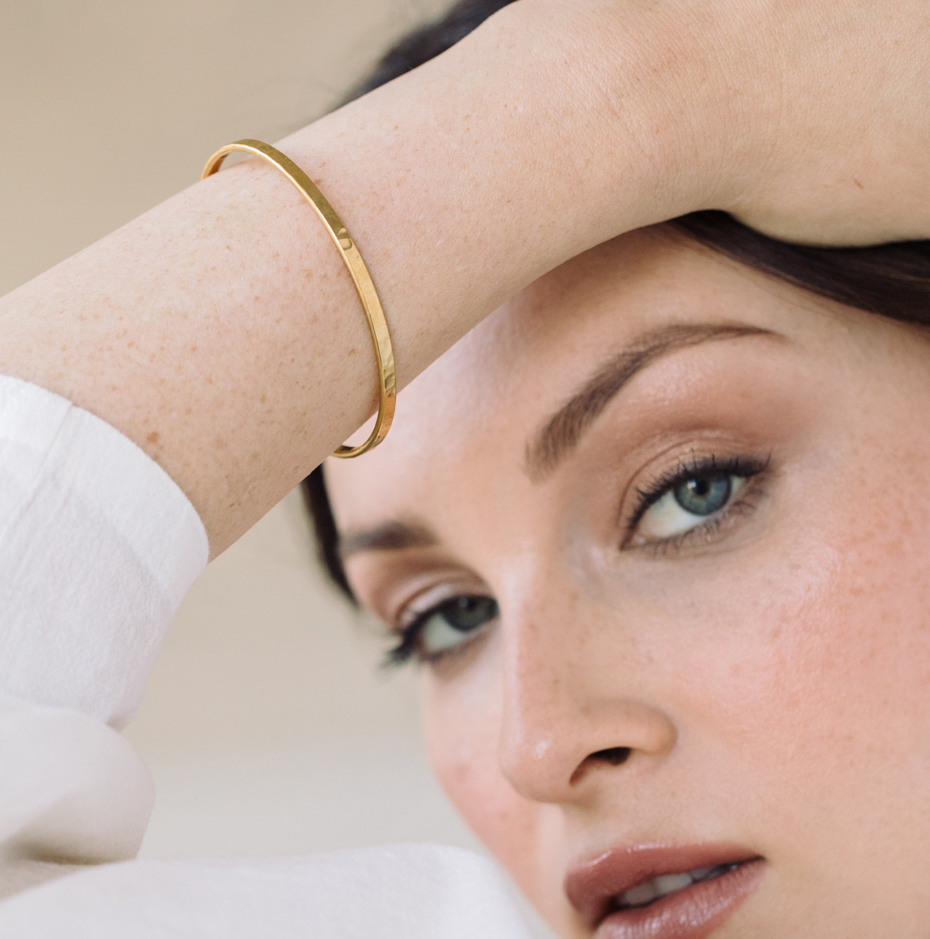 14K Gold Elara Hammered Cuff Bracelet