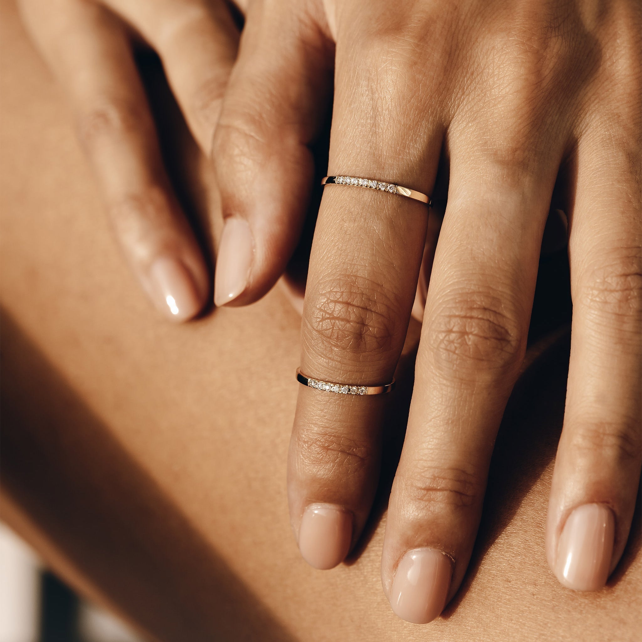 14K Gold Half Eternity Diamond Band Ring