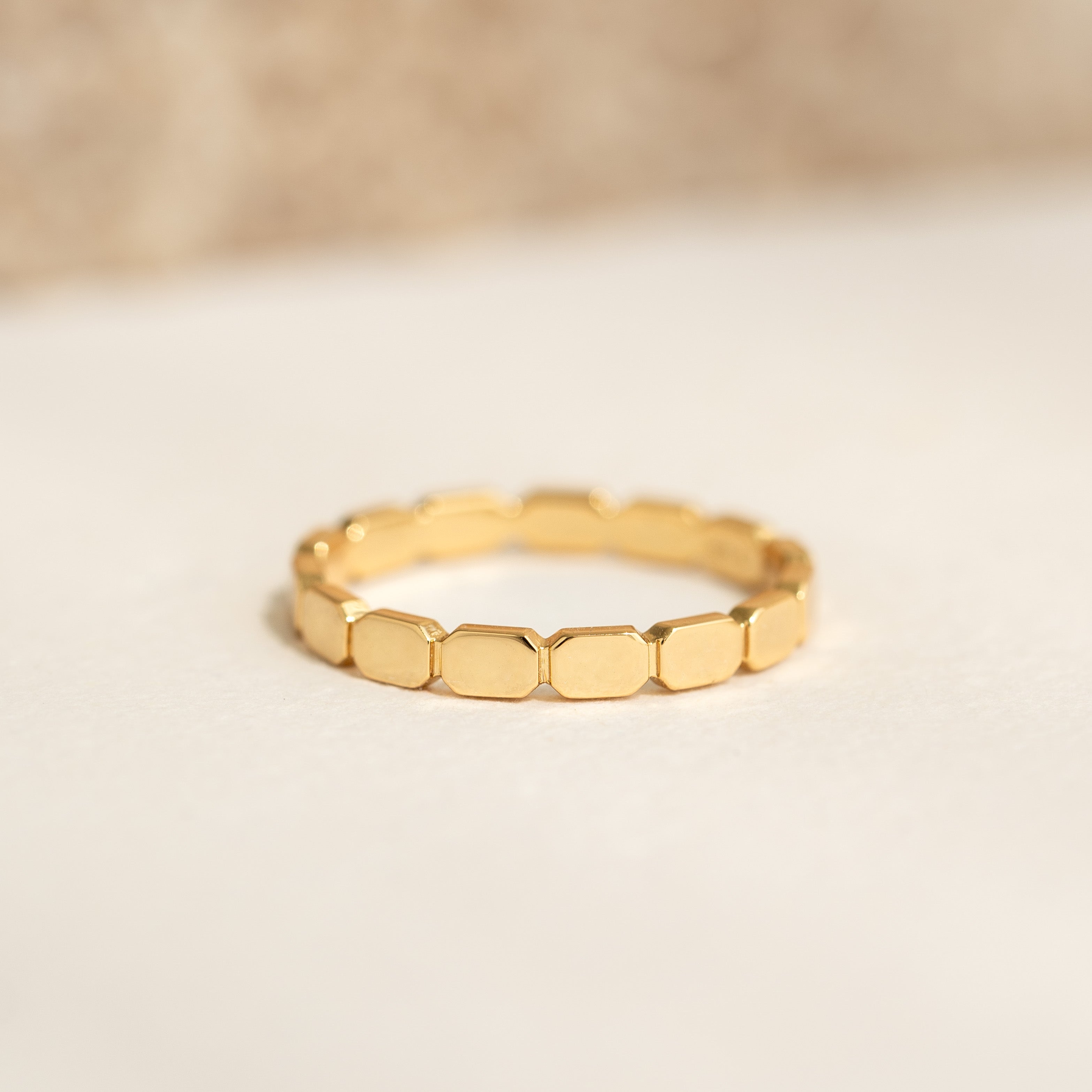 14K Gold Ribbed Vintage-Inspired Stacking Ring