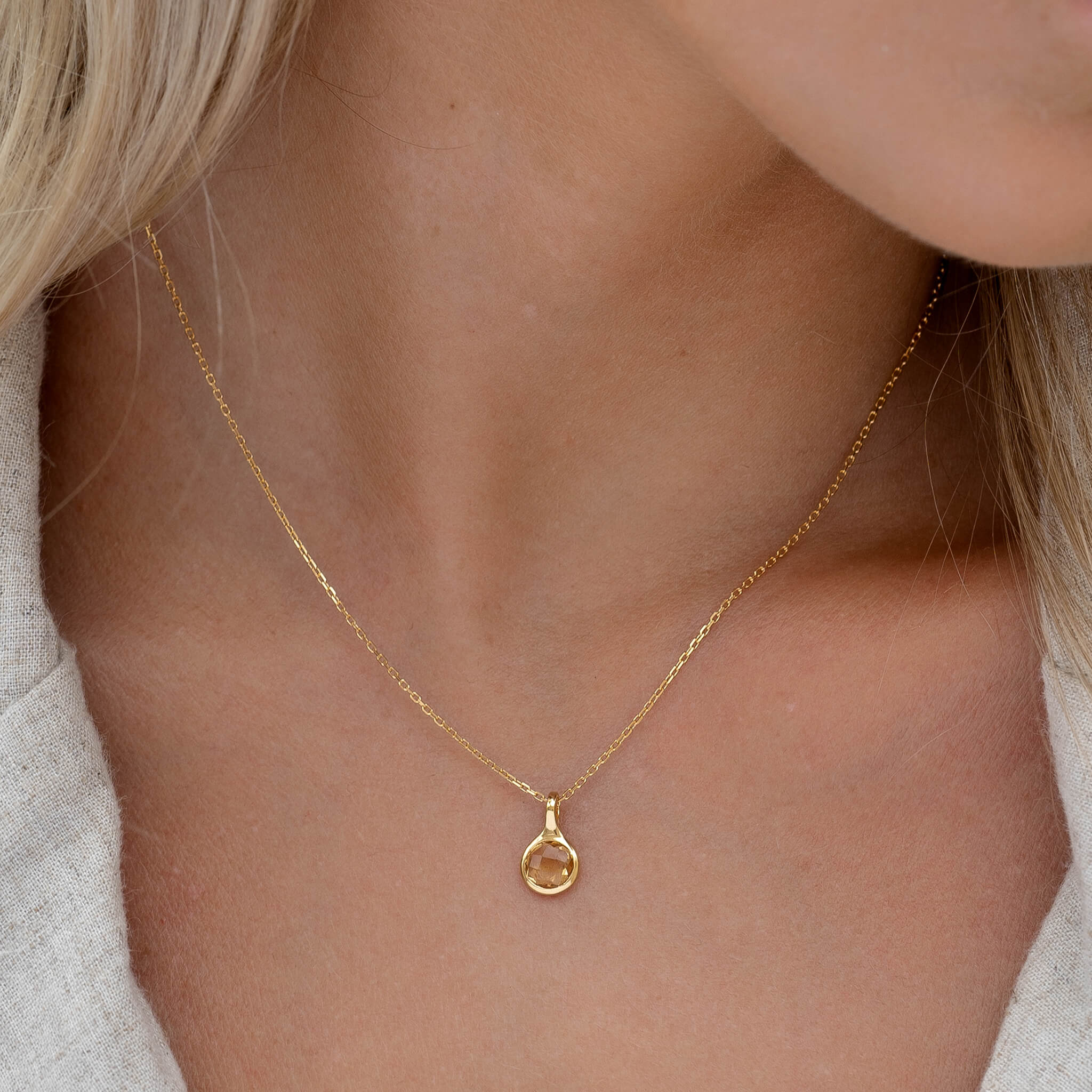 14K Gold Citrine Everyday Necklace