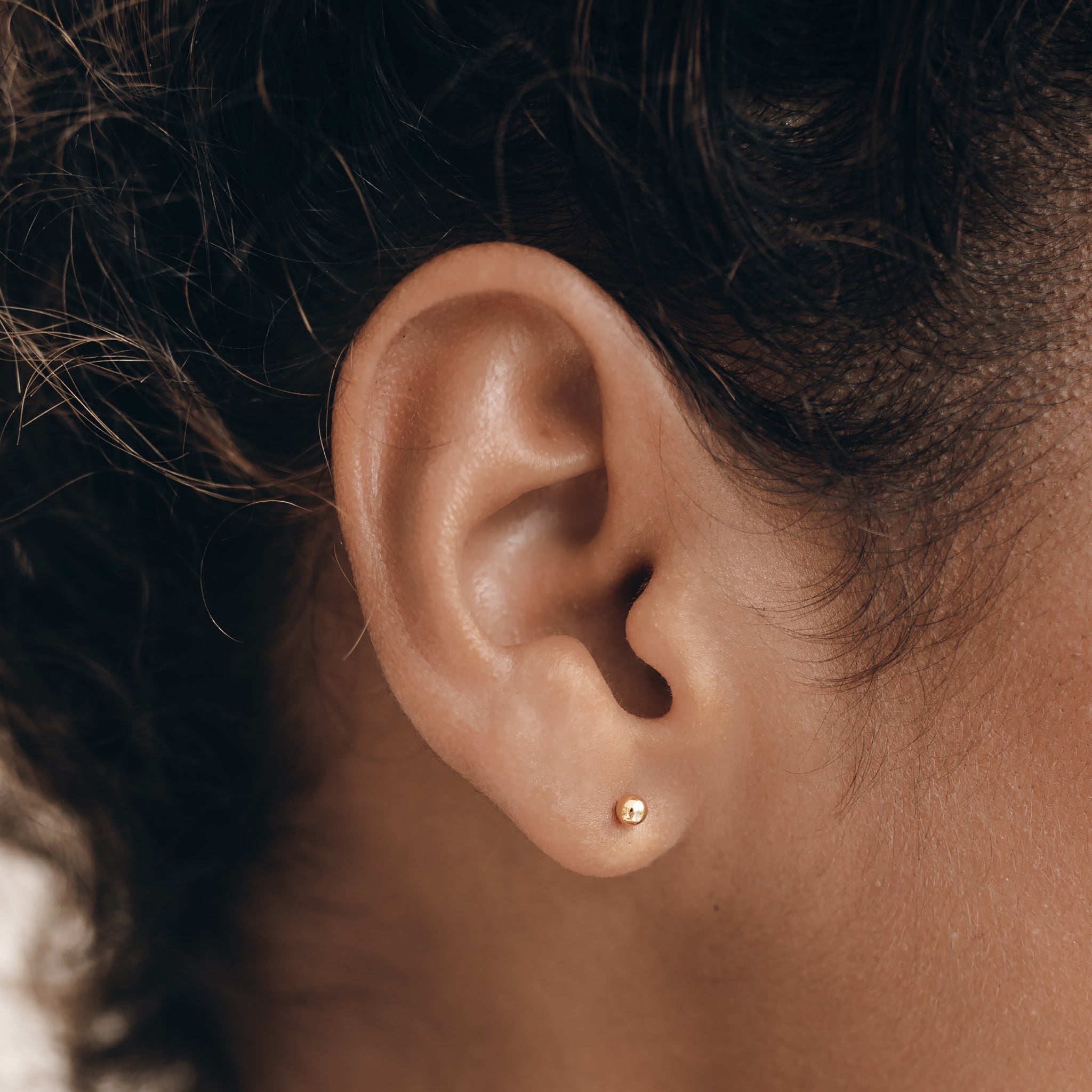 14K Gold Orbital Mini Sphere Stud Earrings - 3mm