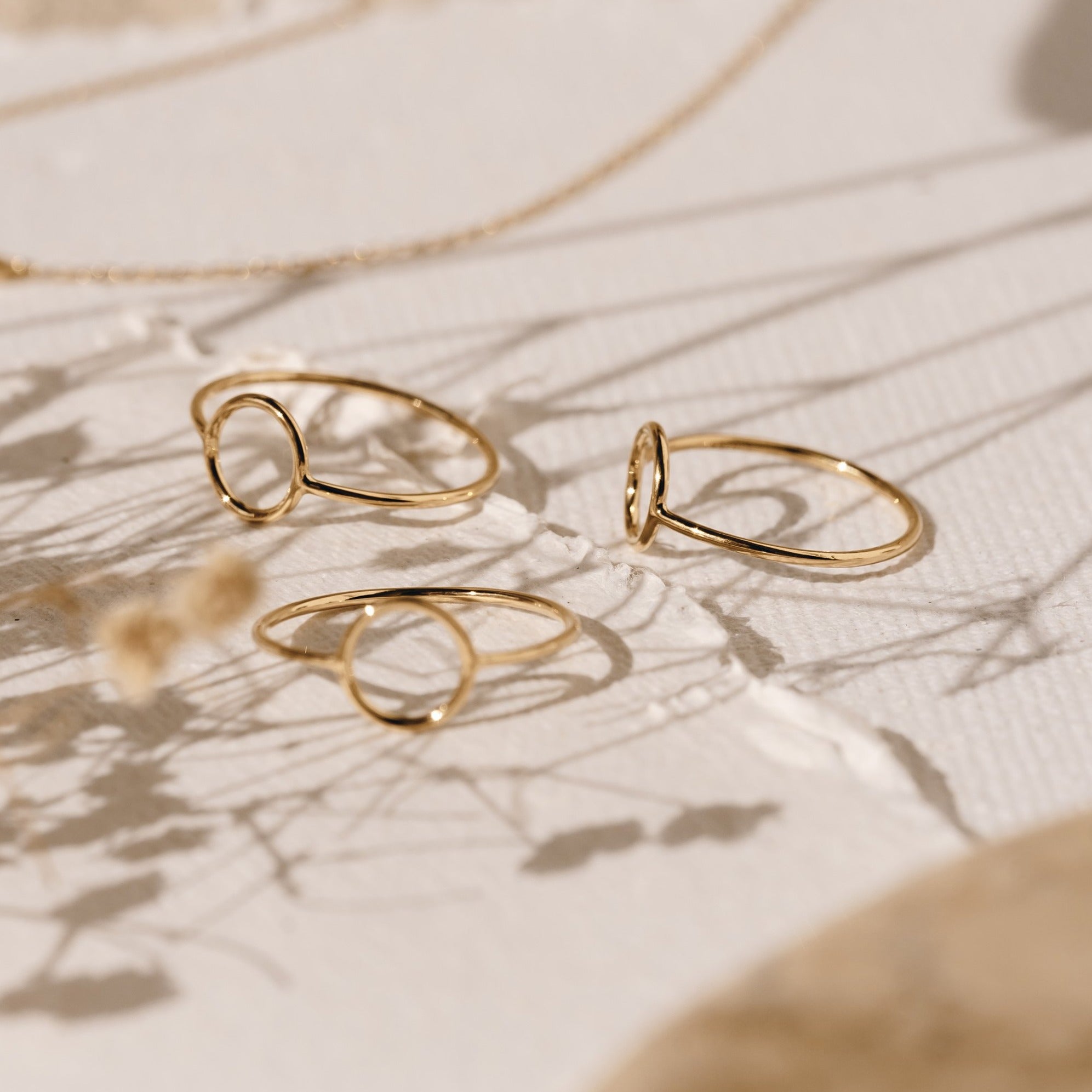 14K Gold Open Circle Minimalist Stacking Ring