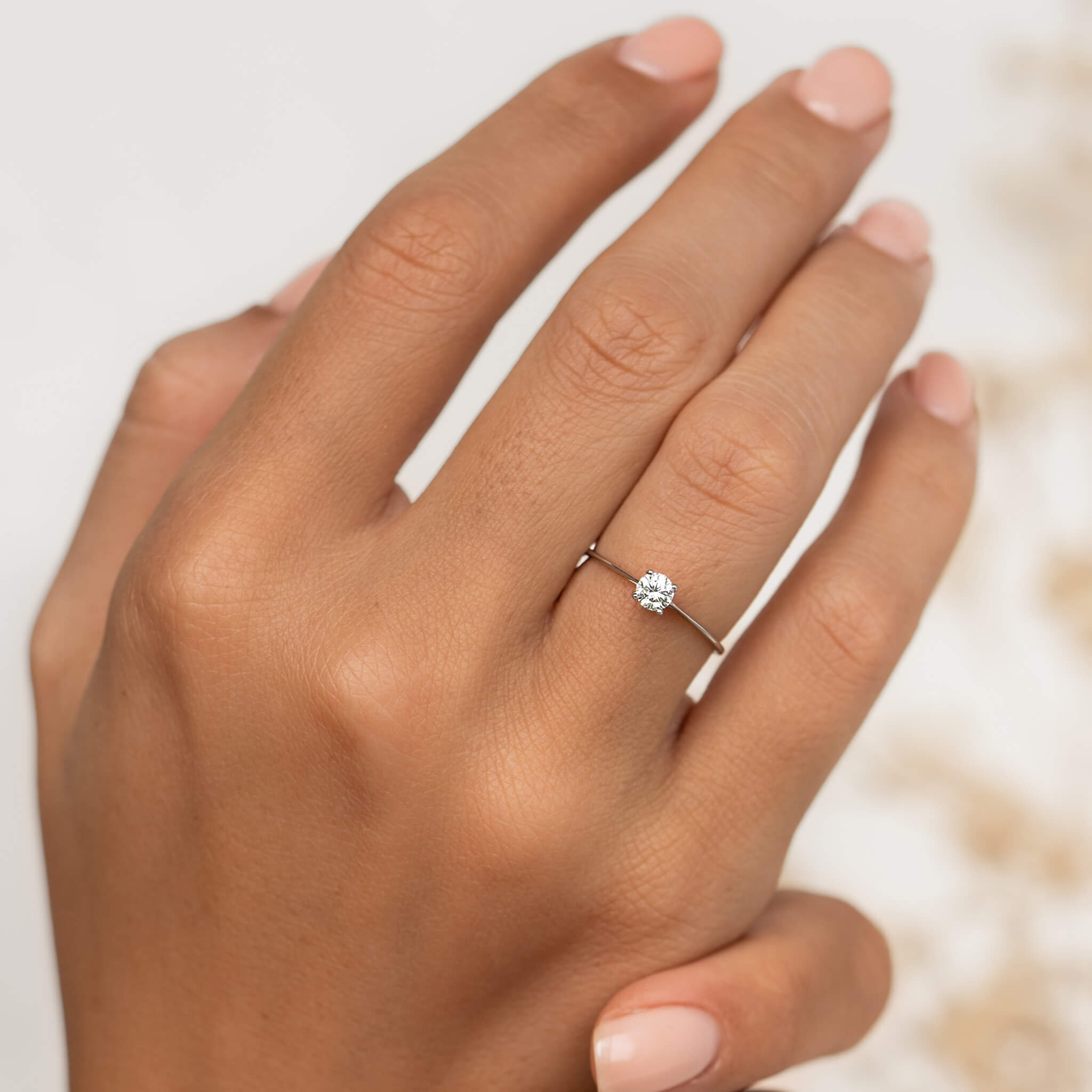 14K White Gold Round Diamond Solitaire Ring