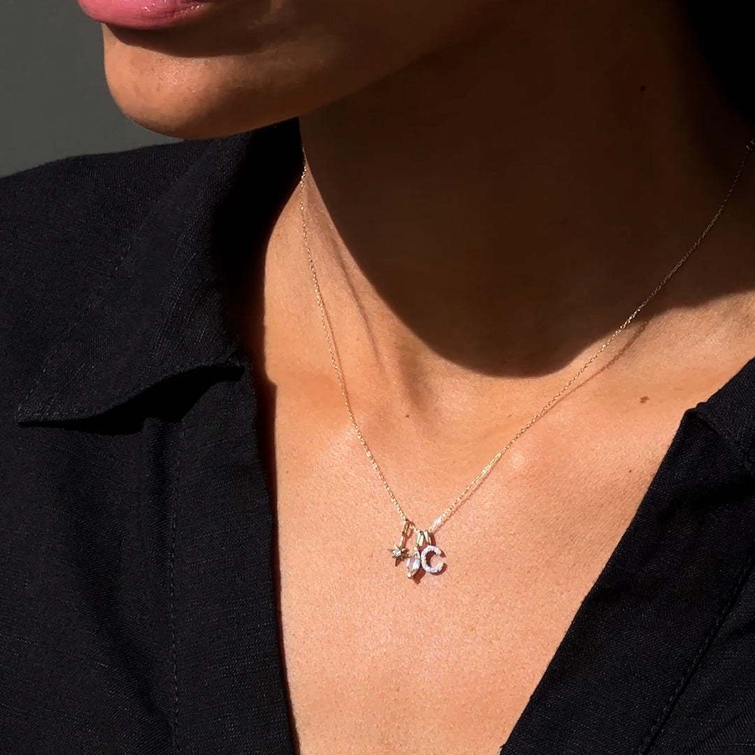 14K Gold North Star Diamond Pendant