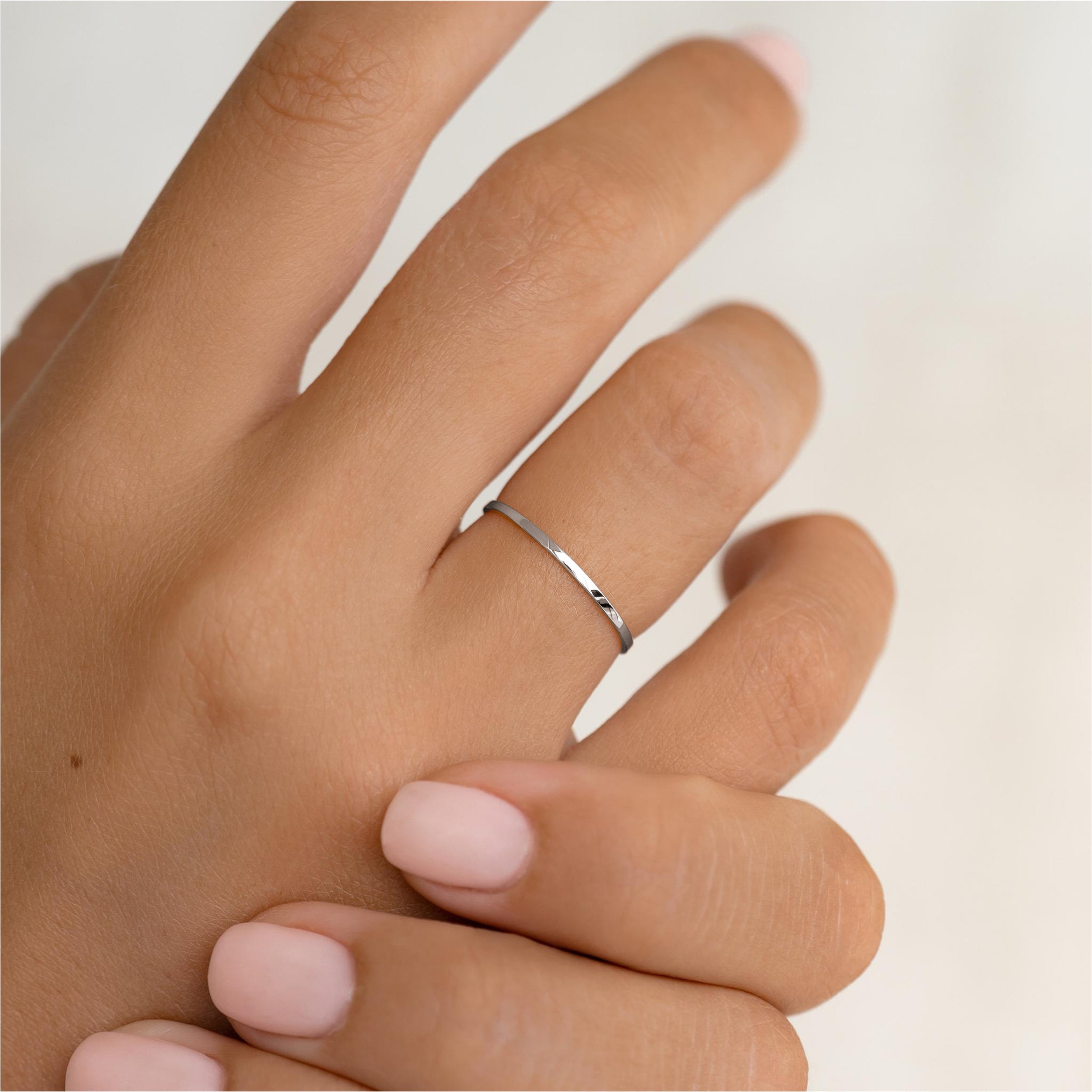 14K White Gold Classic Slim Band Ring