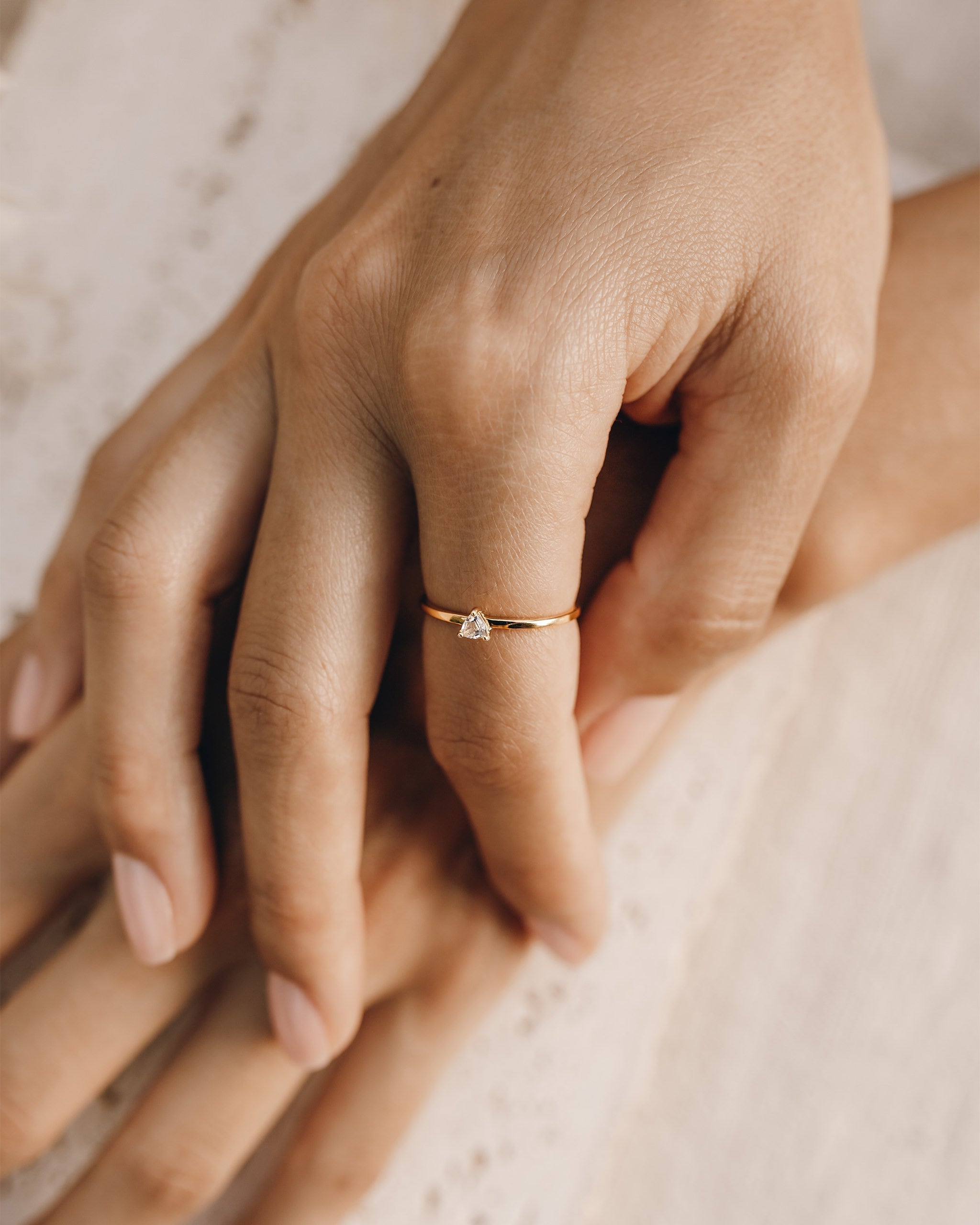 14K Gold Trillion-Cut White Topaz Solitaire Ring - Tuva