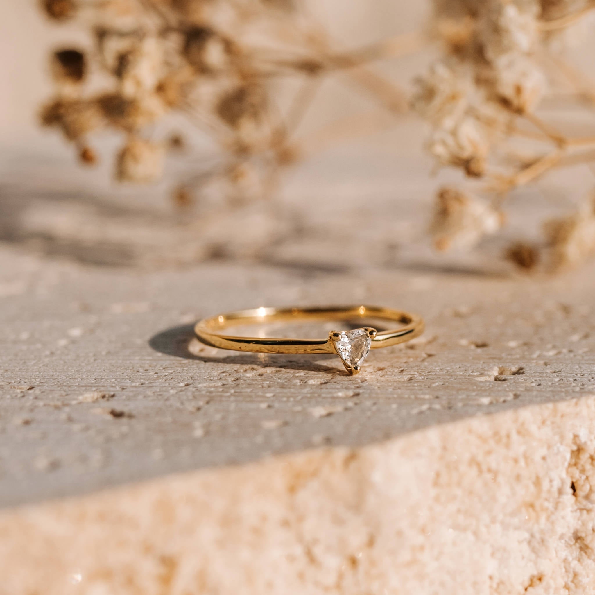14K Gold Trillion-Cut White Topaz Solitaire Ring - Tuva