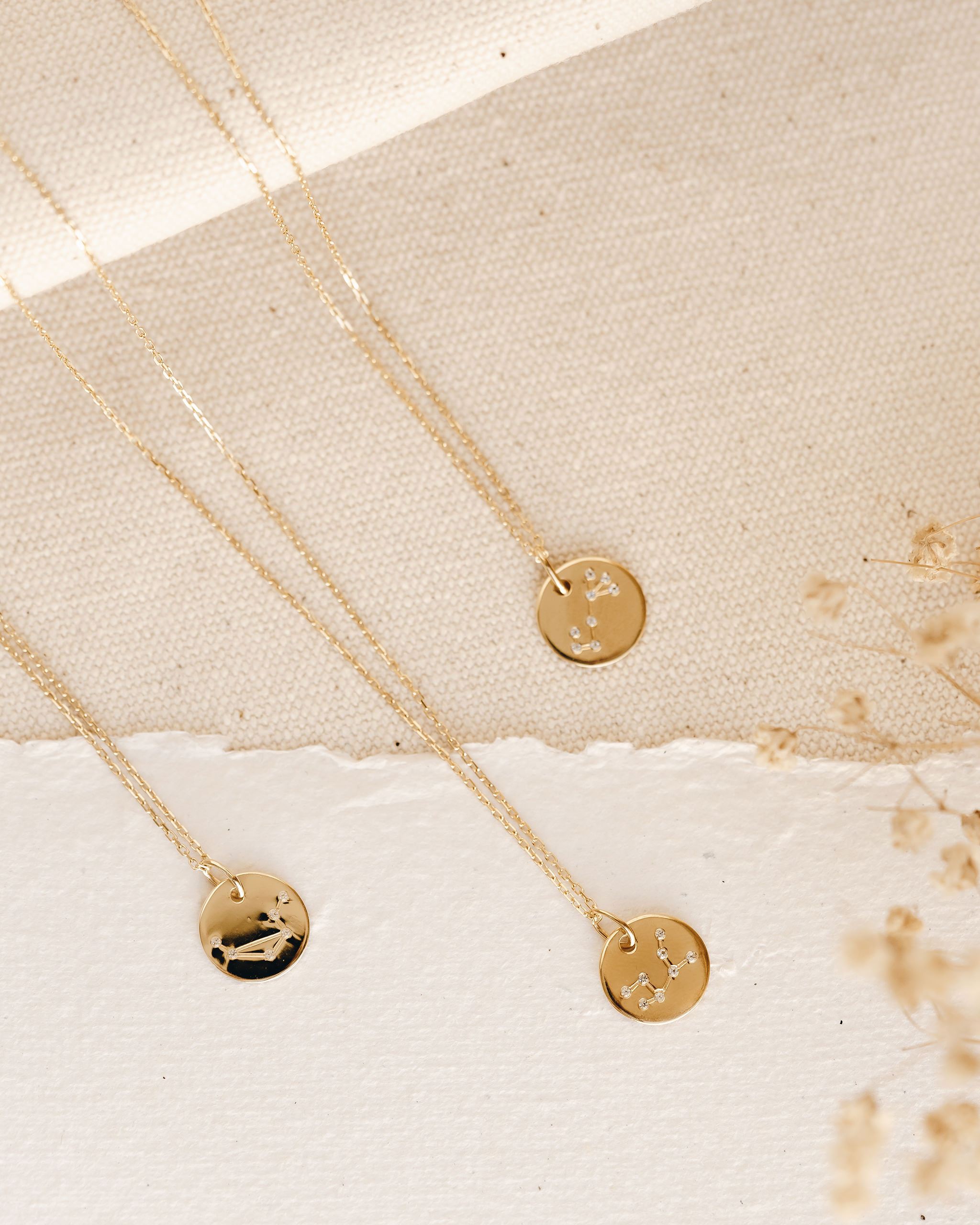 14K Gold Leo Constellation Topaz Necklace