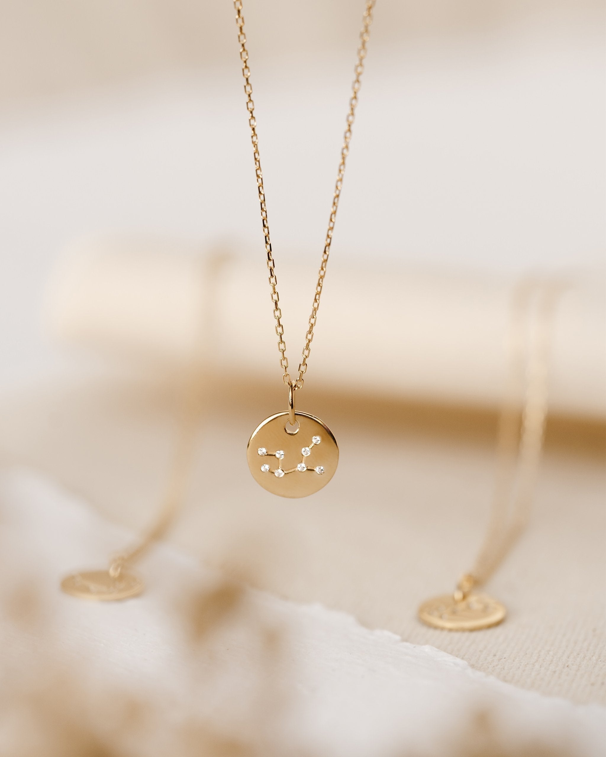 14K Gold Leo Constellation Topaz Necklace