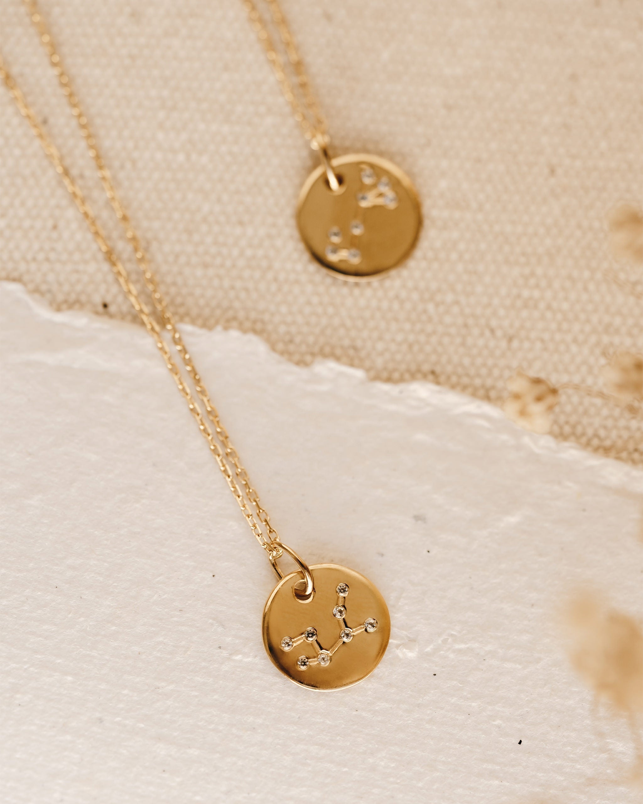 14K Gold Virgo Constellation Topaz Necklace